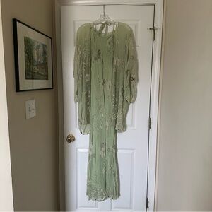 Vintage Backless Halter Neck Green Dress